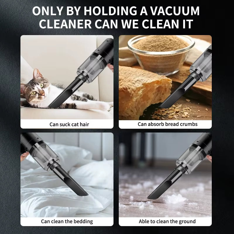Versatile Cordless Handheld Car Vacuum Cleaner - Dual Blowing & Suction with Multi-Nozzles for Home, Pet, and Office Use