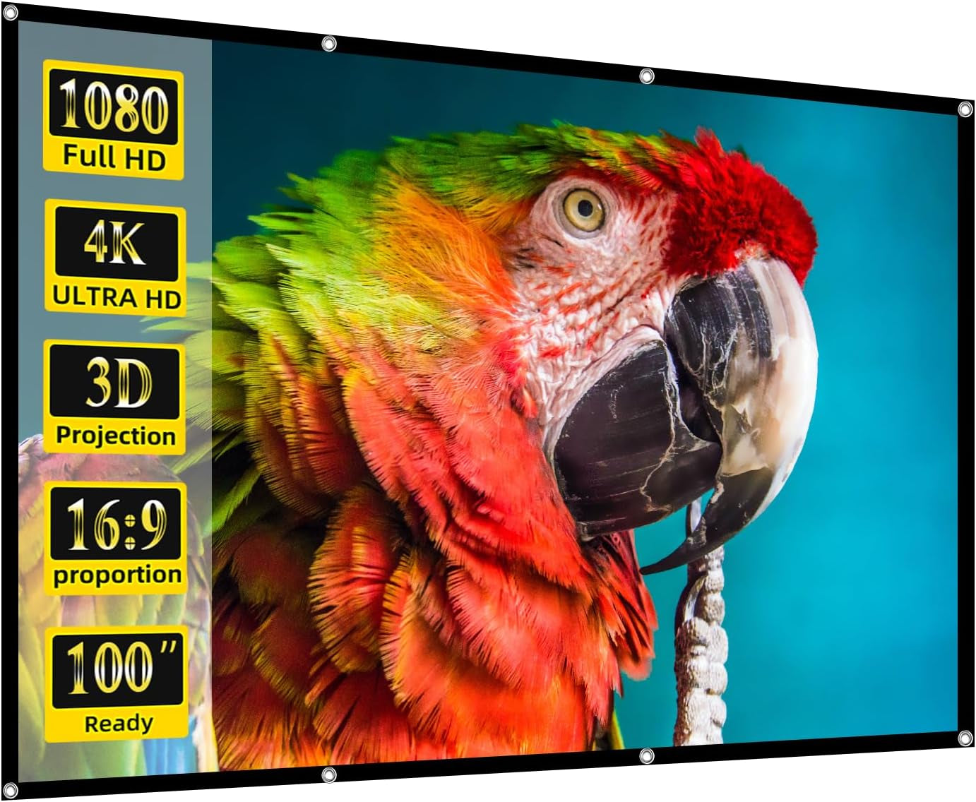 100 Inch Portable Projector Screen - 16:9 Foldable Screen for Home Theater, Outdoor Events, Parties, and Weddings