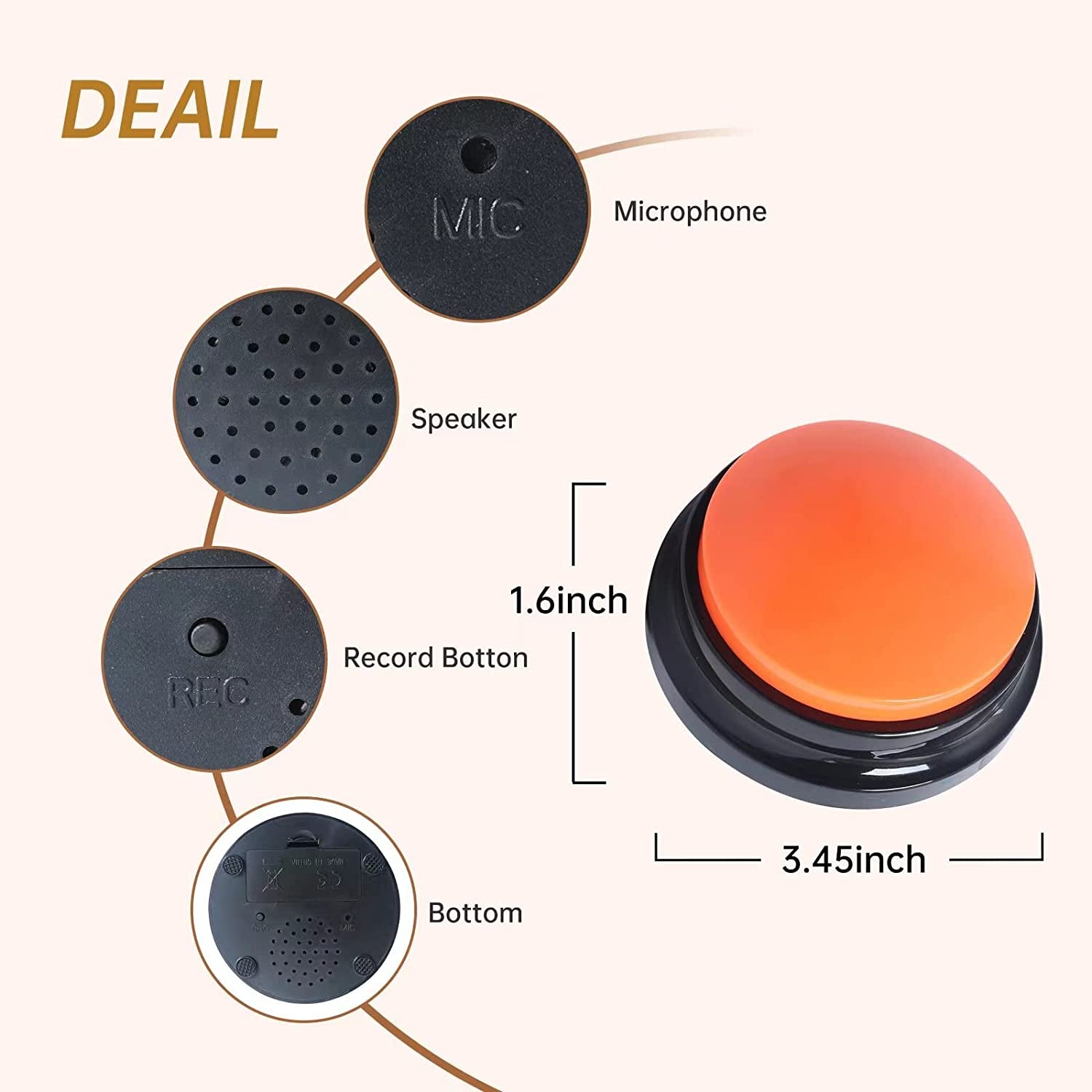 4-Color Voice Recording Buttons for Dogs - 30-Second Communication Buzzer, Perfect for Pet Training & Fun Gifts for Home, Office, or Study