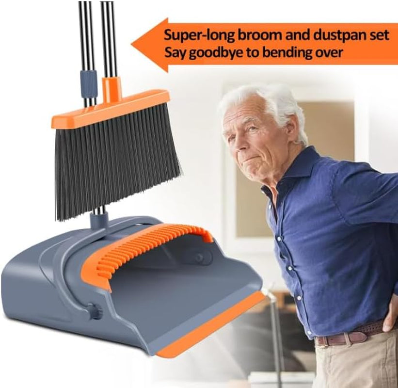 Upright Broom & Dust Pan Set - Effortless Cleaning Made Easy!