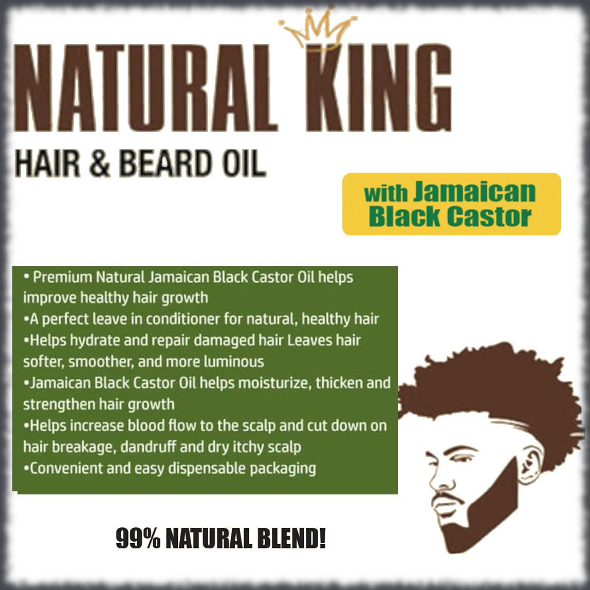 Natural King Pro-Growth Hair & Beard Oil - Infused with Jamaican Black Castor Oil, 7.1 Oz for Ultimate Nourishment and Growth