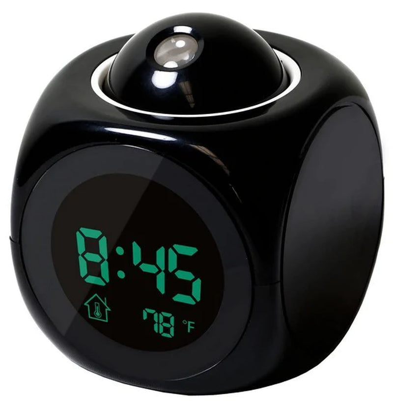 Sleek LED Projection Alarm Clock with Voice Assistant, Weather Display, and USB Charging - Perfect for Your Nightstand!