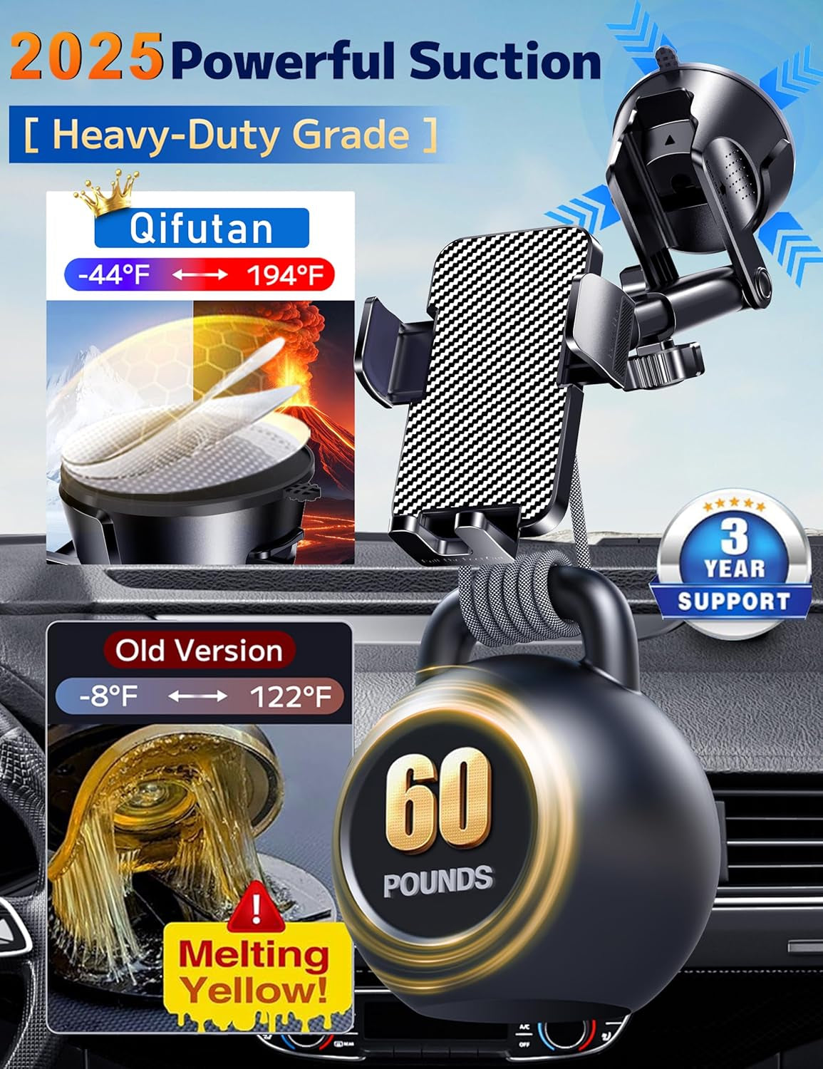 Universal Car Phone Mount - Dash, Windshield & Air Vent Holder for iPhone & Smartphones - Hands-Free Convenience