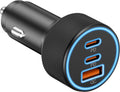 67W USB C Car Charger - 3-Port Fast Charging Adapter for iPhone 17/16/15/14/13/12/11 Pro Max, iPad, Samsung Galaxy S25/S24/S23/S22, Pixel & Android Devices