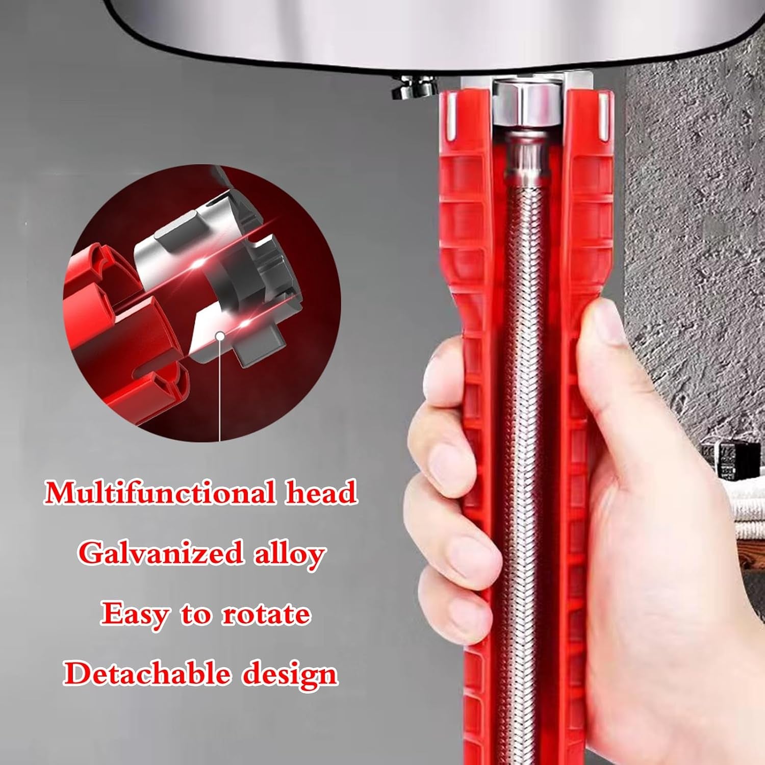 Ultimate 14-In-1 Multi-Function Basin Wrench with Level & Interchangeable Heads for Effortless Faucet & Sink Repairs