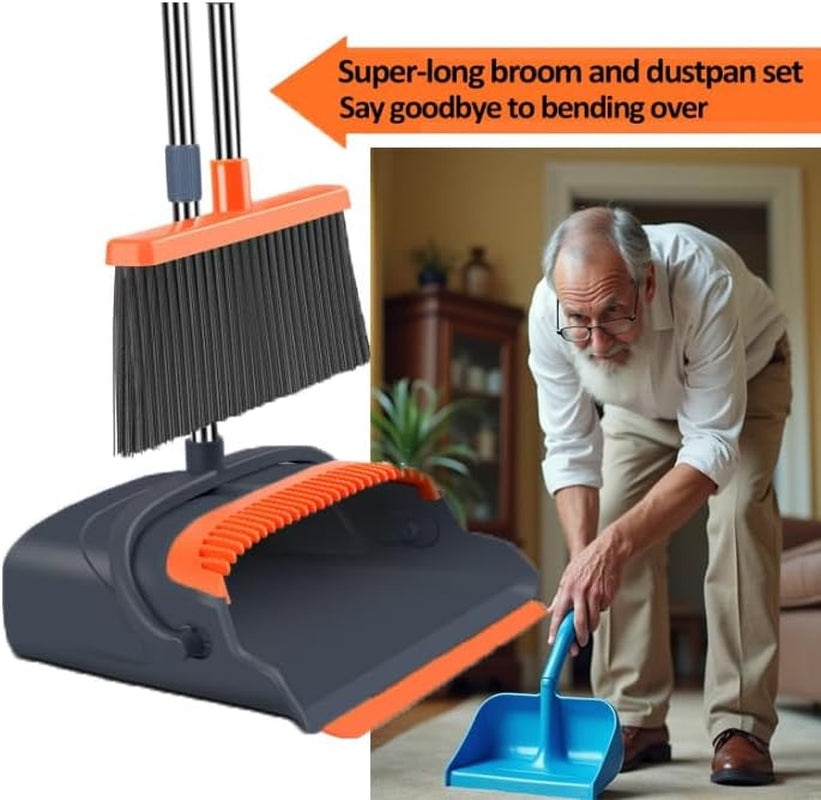 Upright Broom & Dust Pan Set - Effortless Cleaning Made Easy!