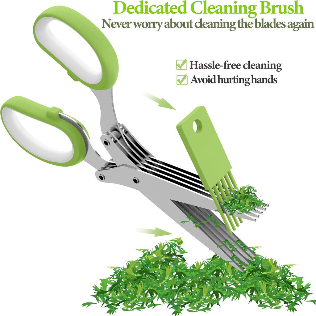 Herb Scissors - Effortless Stainless Steel Shears for Fresh Herbs, Essential Kitchen Gadget in Green