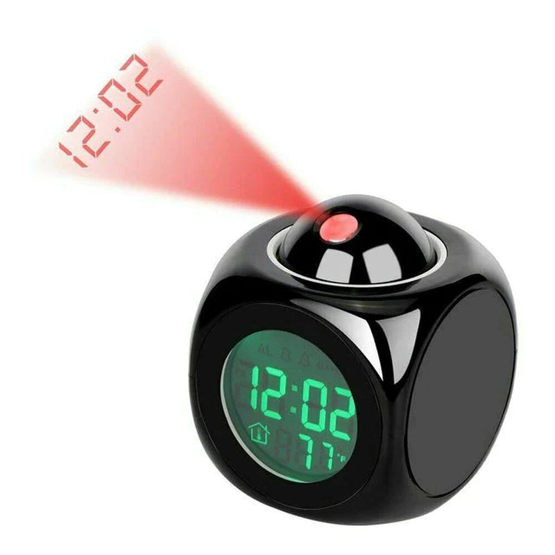 Sleek LED Projection Alarm Clock with Voice Assistant, Weather Display, and USB Charging - Perfect for Your Nightstand!