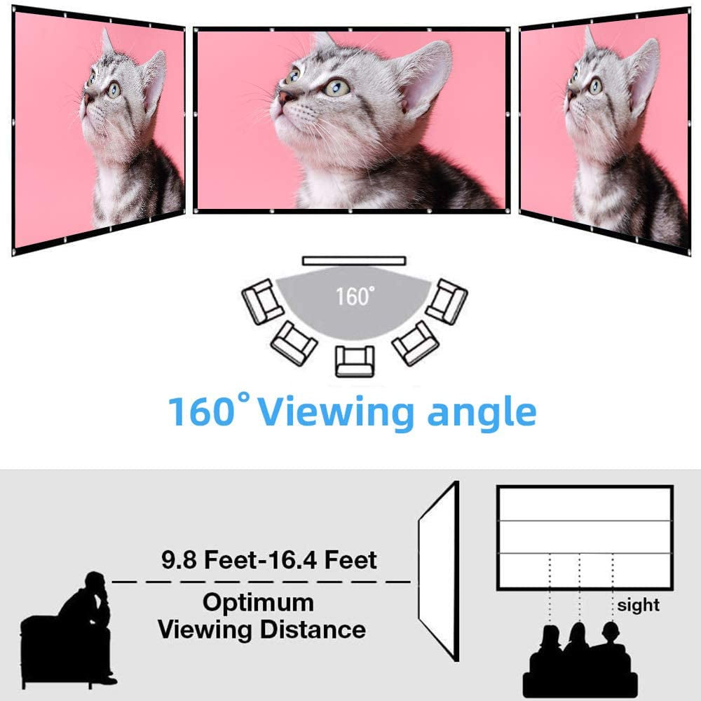 100 Inch Portable Projector Screen - 16:9 Foldable Screen for Home Theater, Outdoor Events, Parties, and Weddings