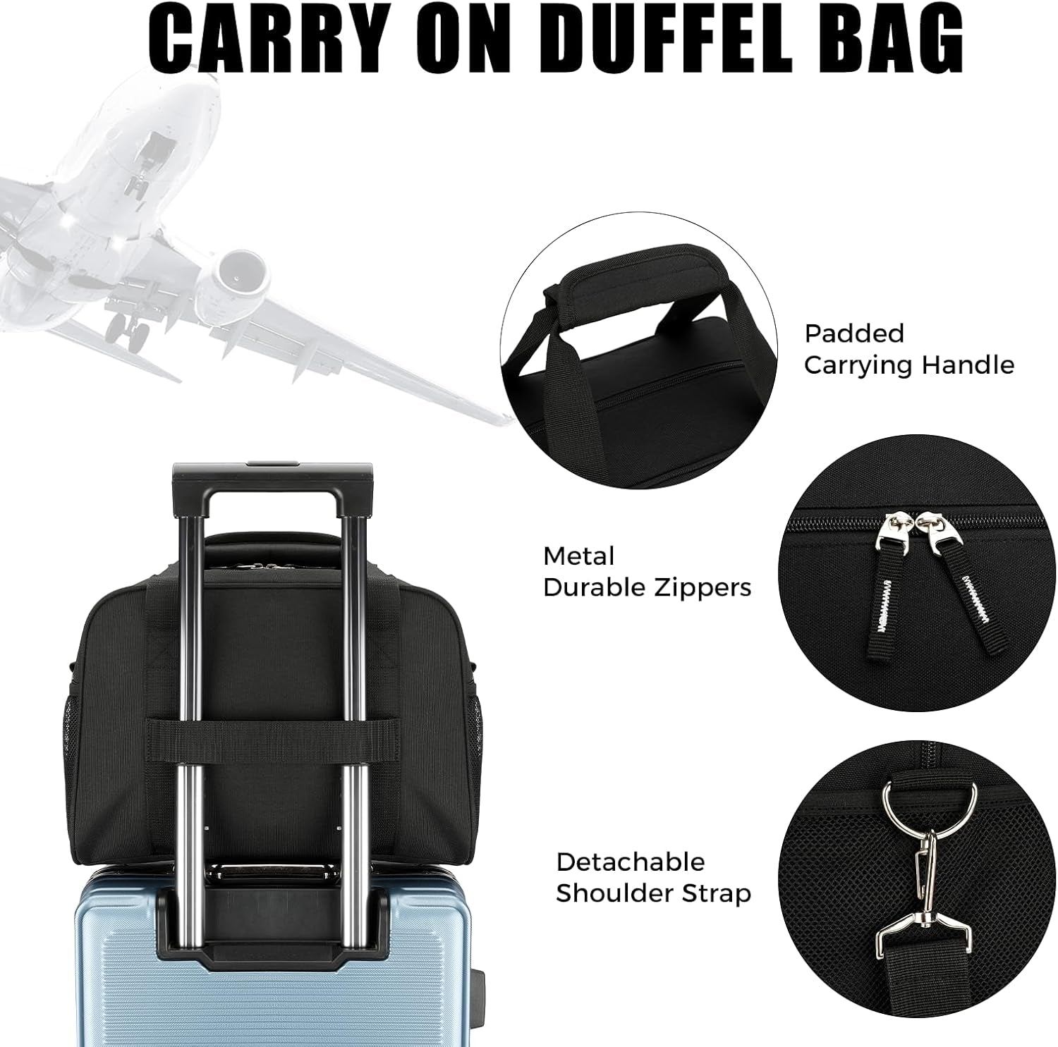 14-Inch Lightweight Mini Duffle Bag - Perfect Gym & Travel Companion for Men & Women - Stylish Black Carry-On Design