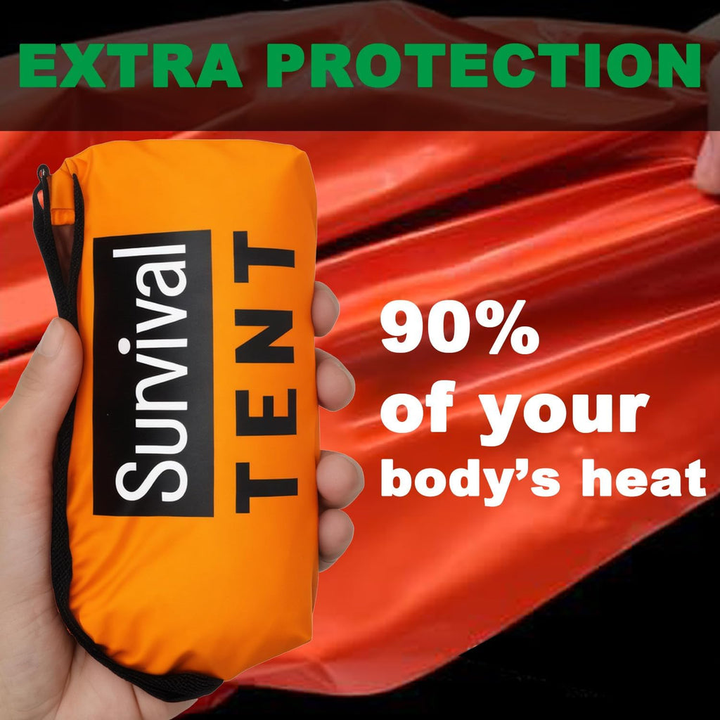 Ultimate Survival Tent Kit: All-Weather Protection for Camping, Hiking & Emergency Preparedness - Includes Whistle, Paracord, and Blanket