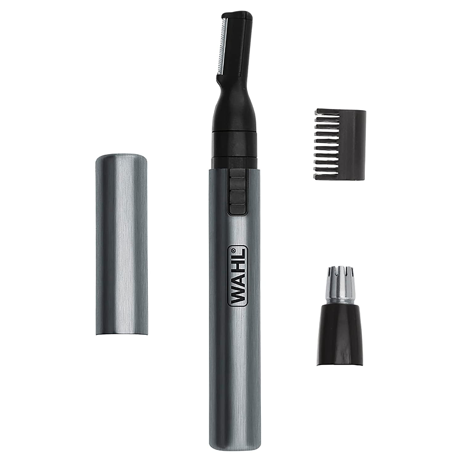 Micro Groomsman Personal Trimmer - All-in-One Battery-Powered Grooming Tool for Precise Eyebrow, Nose, and Ear Care with Easy-Clean Rinseable Heads
