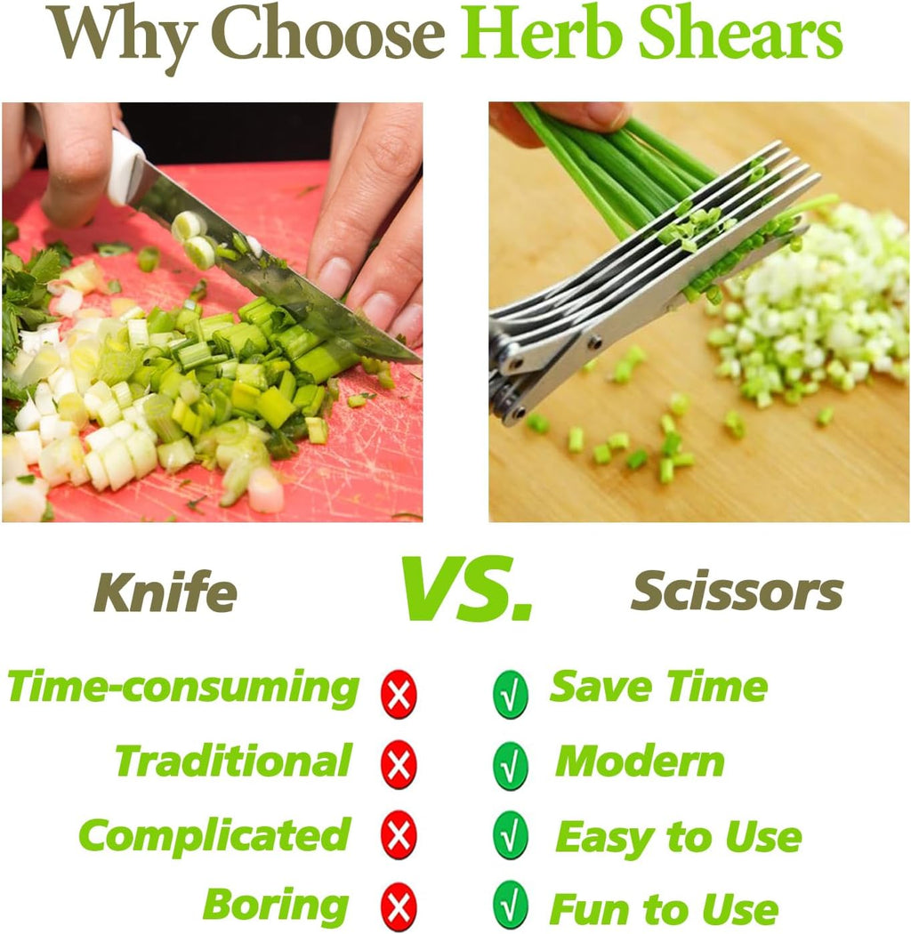 Herb Scissors - Effortless Stainless Steel Shears for Fresh Herbs, Essential Kitchen Gadget in Green