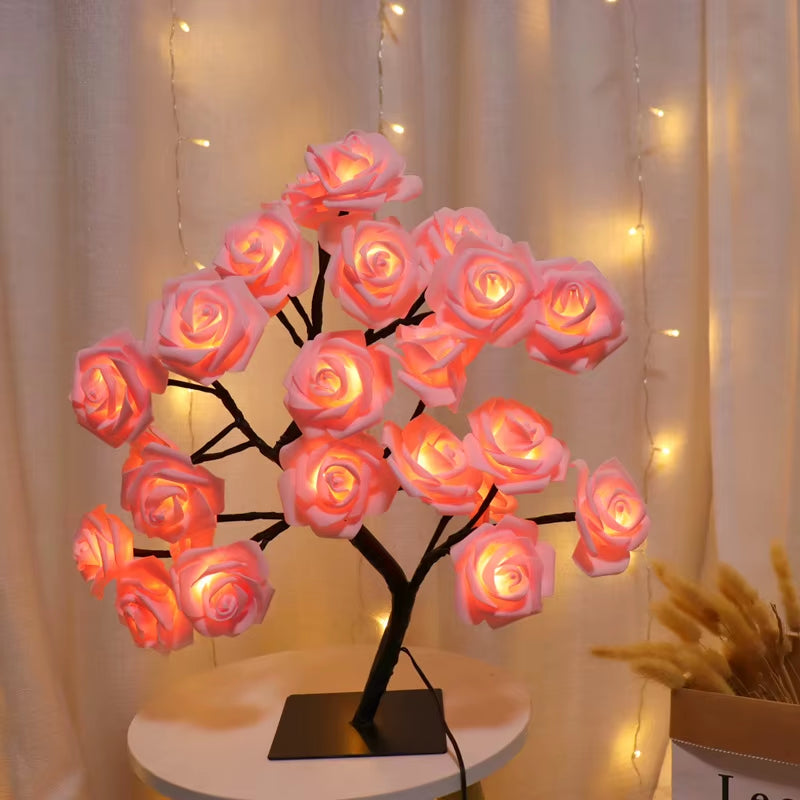 Enchanting 36/108 LED Rose Light String Table Lamp - USB Powered Night Light