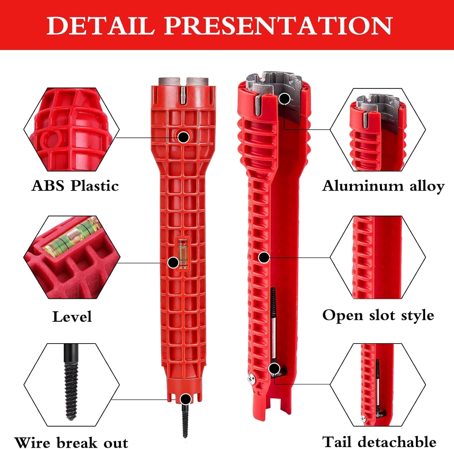 Ultimate 14-In-1 Multi-Function Basin Wrench with Level & Interchangeable Heads for Effortless Faucet & Sink Repairs
