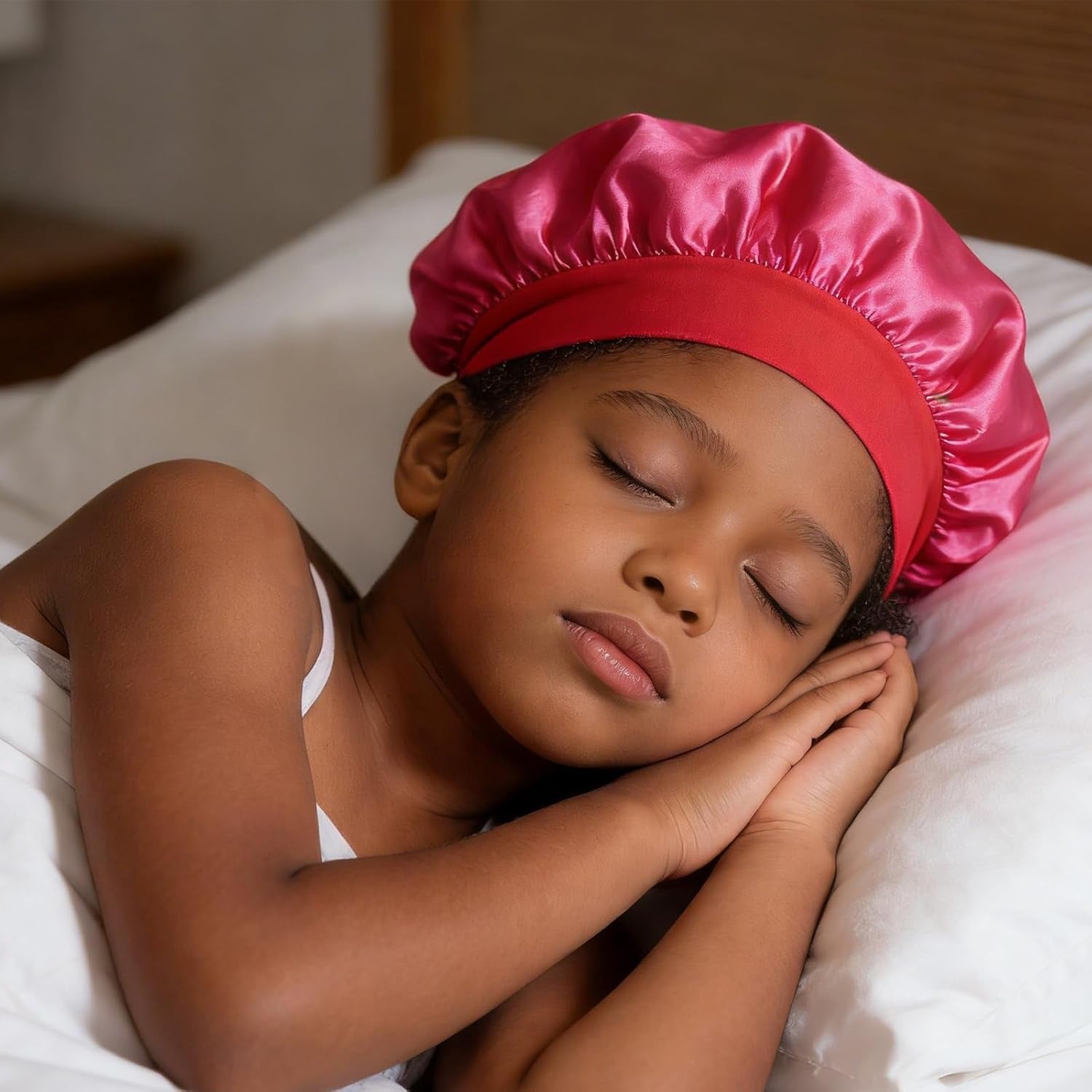 3-Pack Satin Kid Bonnets for Boys & Girls - Silk Sleeping Caps for Curly Hair with Elastic Wide Band - Perfect for Toddlers, Children & Teenagers