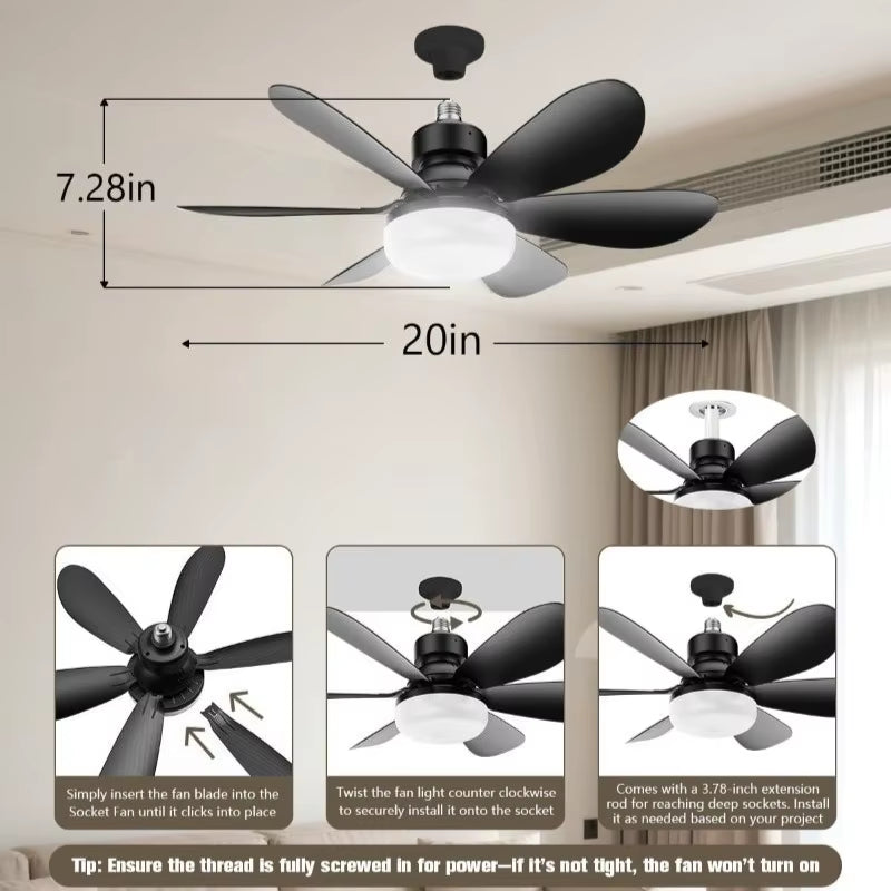 40W LED Ceiling Fan Light with Remote Control - Dimmable, Perfect for Living Room & Study, 85-265V