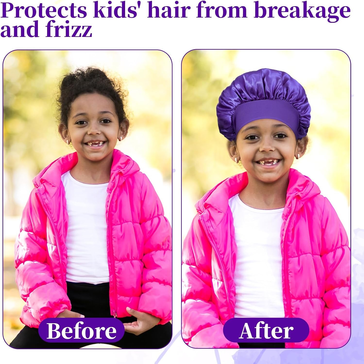 3-Pack Satin Kid Bonnets for Boys & Girls - Silk Sleeping Caps for Curly Hair with Elastic Wide Band - Perfect for Toddlers, Children & Teenagers