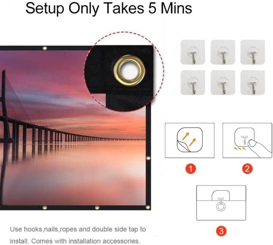 100 Inch Portable Projector Screen - 16:9 Foldable Screen for Home Theater, Outdoor Events, Parties, and Weddings