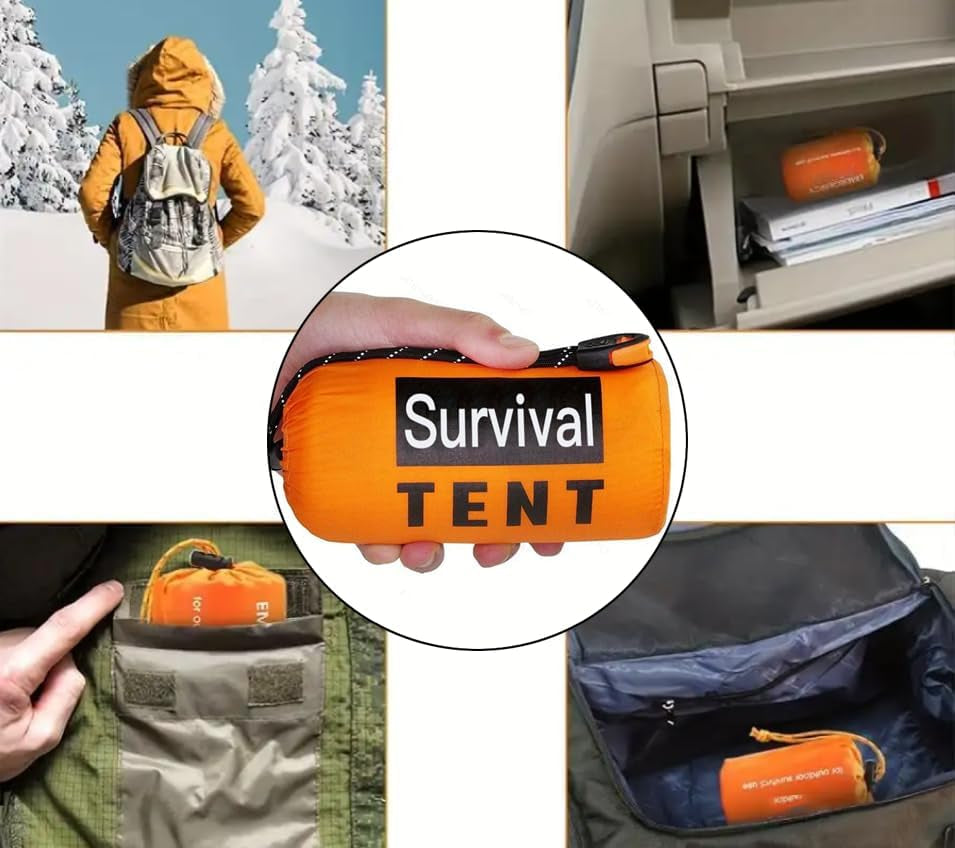 Ultimate Survival Tent Kit: All-Weather Protection for Camping, Hiking & Emergency Preparedness - Includes Whistle, Paracord, and Blanket