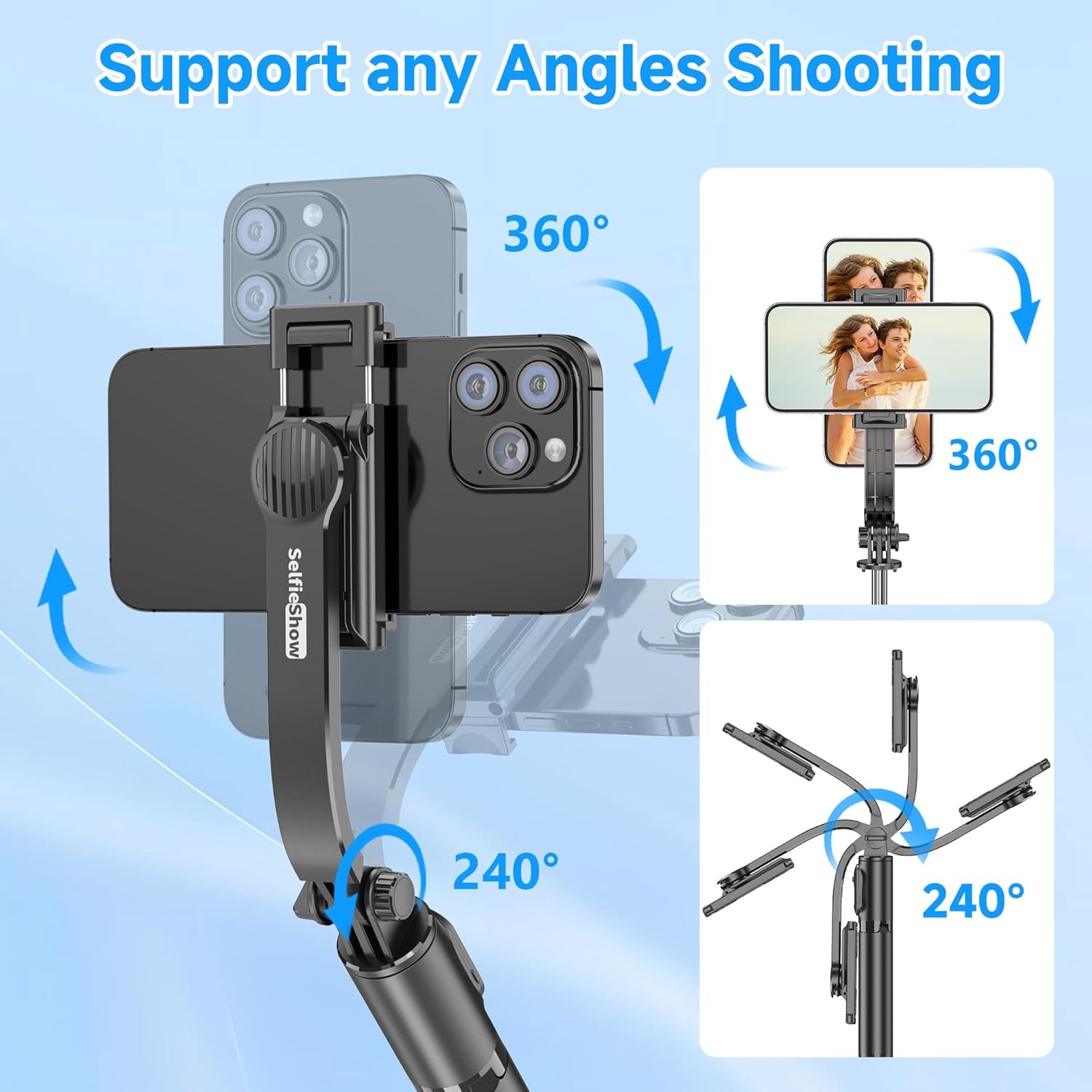 Extendable Selfie Stick Tripod with Wireless Remote - Lightweight & Portable, Compatible with iPhone 15/14/13/12 Pro, Samsung Smartphones & More