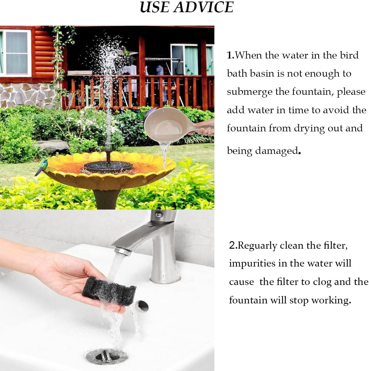 Upgraded Solar Fountain Pump for Bird Baths - 1.5W Mini Solar Powered Kit for Garden, Pond, and Pool Decor