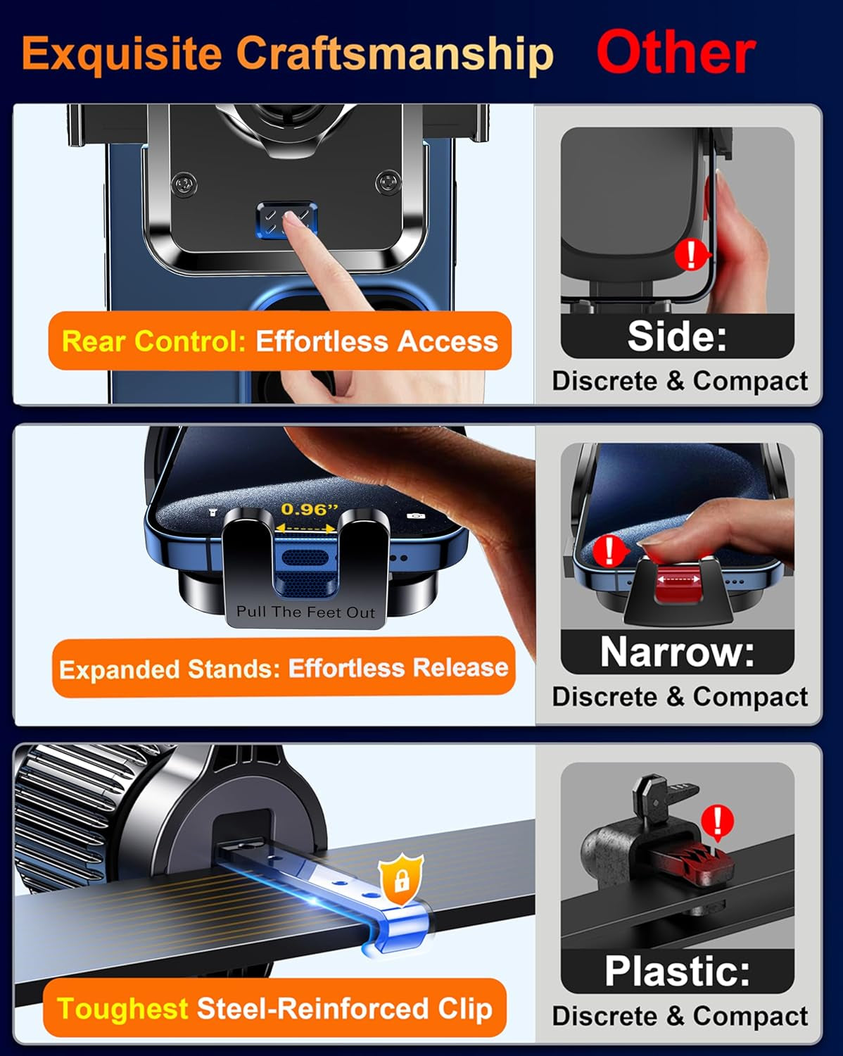 Universal Car Phone Mount - Dash, Windshield & Air Vent Holder for iPhone & Smartphones - Hands-Free Convenience