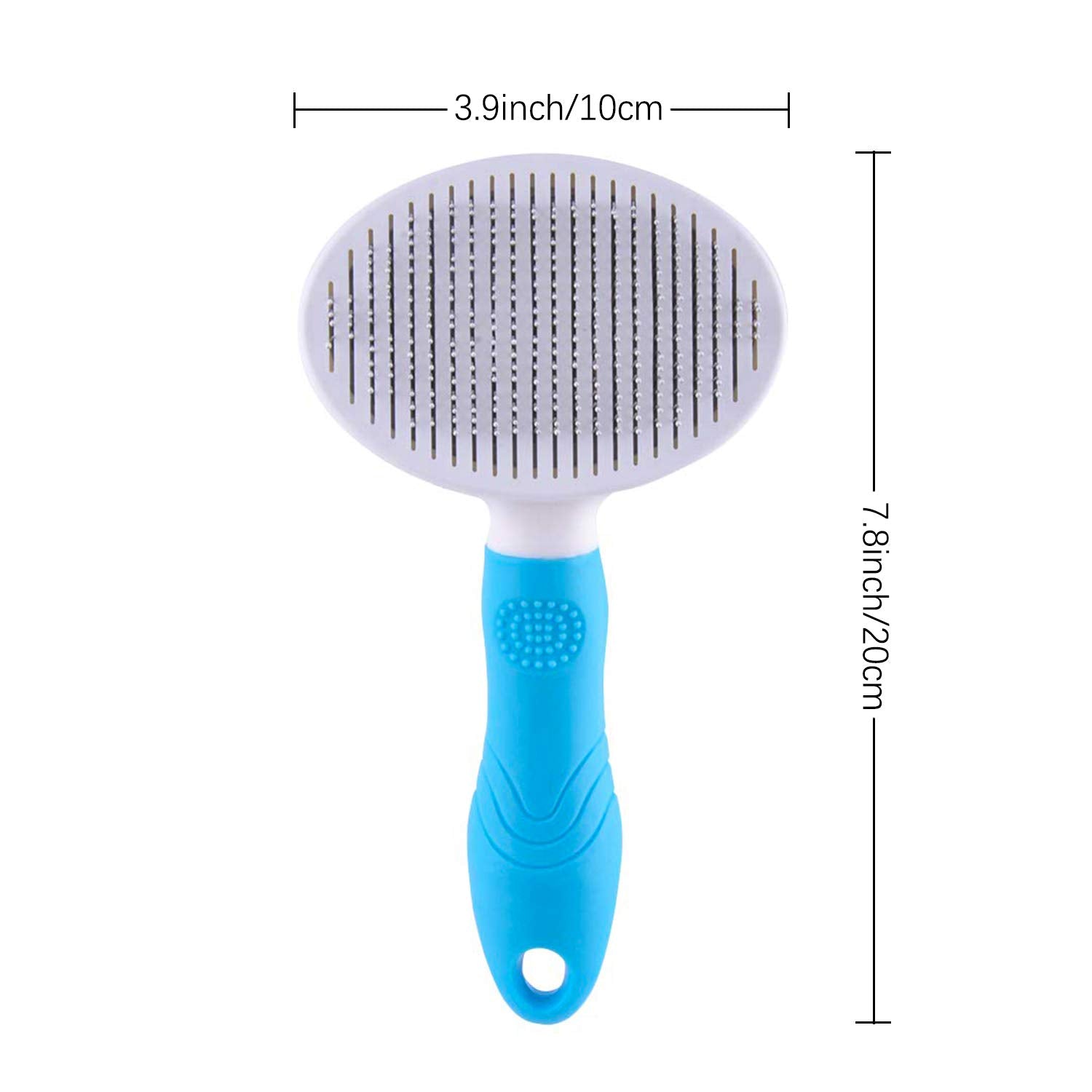 UPGRADED Self-Cleaning Slicker Brush - Gentle Deshedding & Grooming Tool for Cats, Dogs, and Rabbits - Perfect for Long & Short Hair - Blue