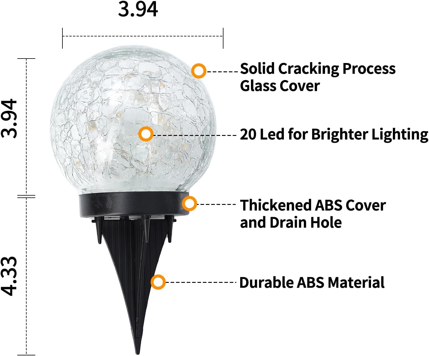 Enchanting Solar Globe Lights for Outdoor Decor - Waterproof Cracked Glass Balls for Garden, Patio & Backyard Ambiance