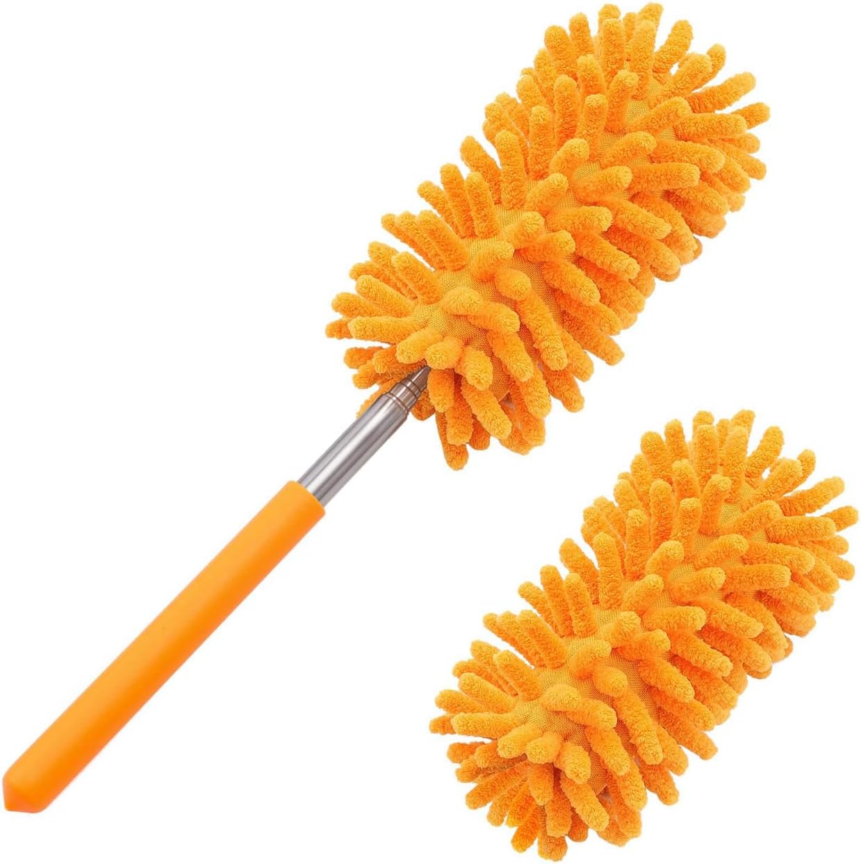 Extendable Microfiber Duster Set - Hand Washable with 2 Replaceable Heads for Effortless Cleaning of Office, Car, Windows, Furniture, and Ceiling Fans