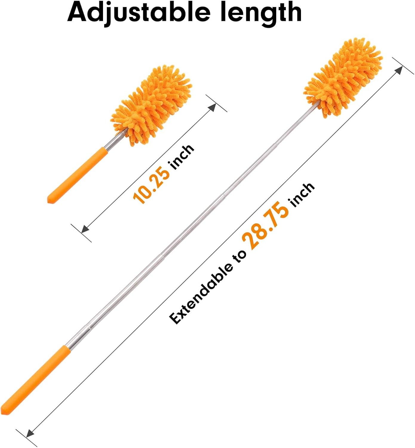 Extendable Microfiber Duster Set - Hand Washable with 2 Replaceable Heads for Effortless Cleaning of Office, Car, Windows, Furniture, and Ceiling Fans