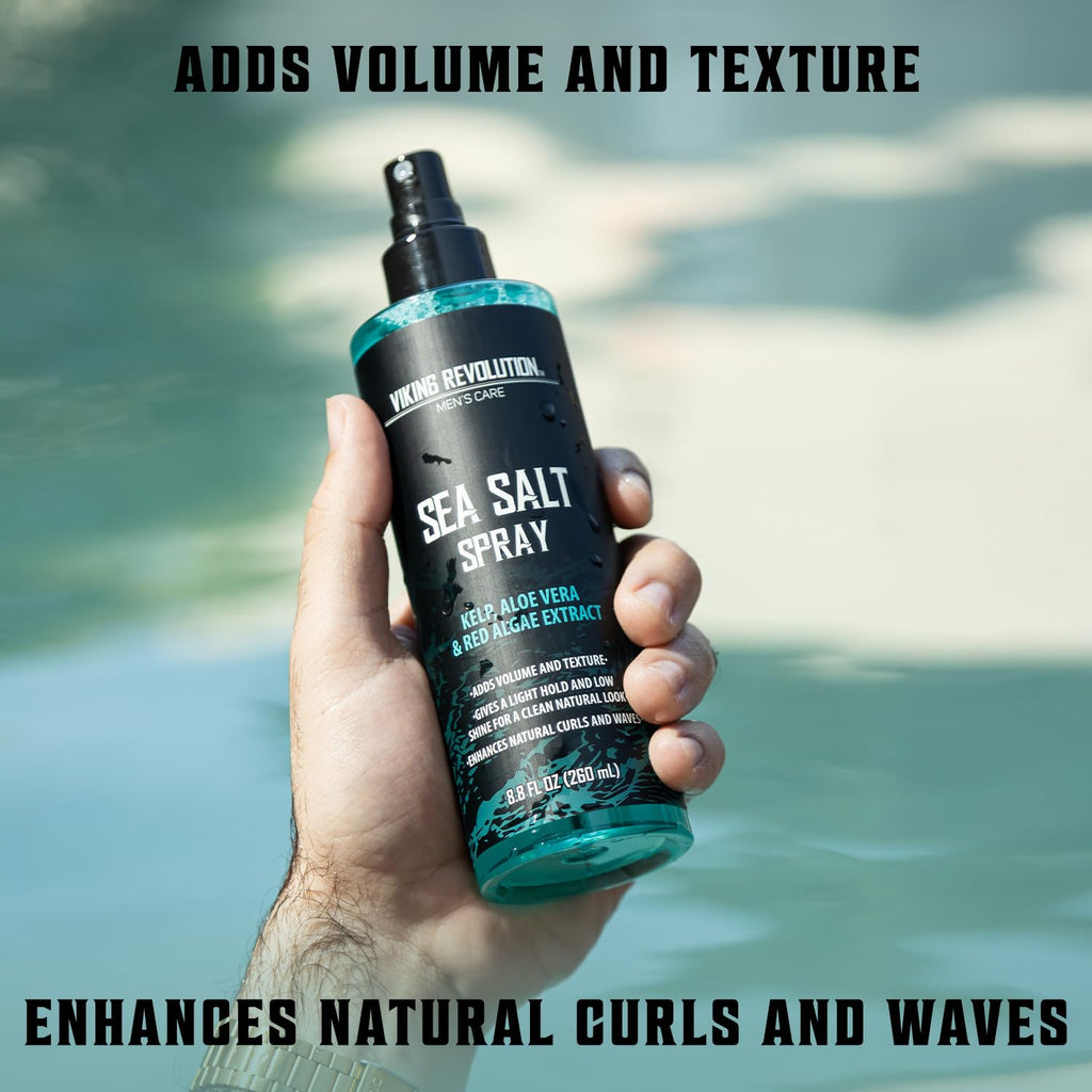 Sea Salt Spray for Men - Texturizing Hair Spray with Kelp, Aloe Vera & Red Algae - Achieve Beachy Volume & Texture - 8.8Oz