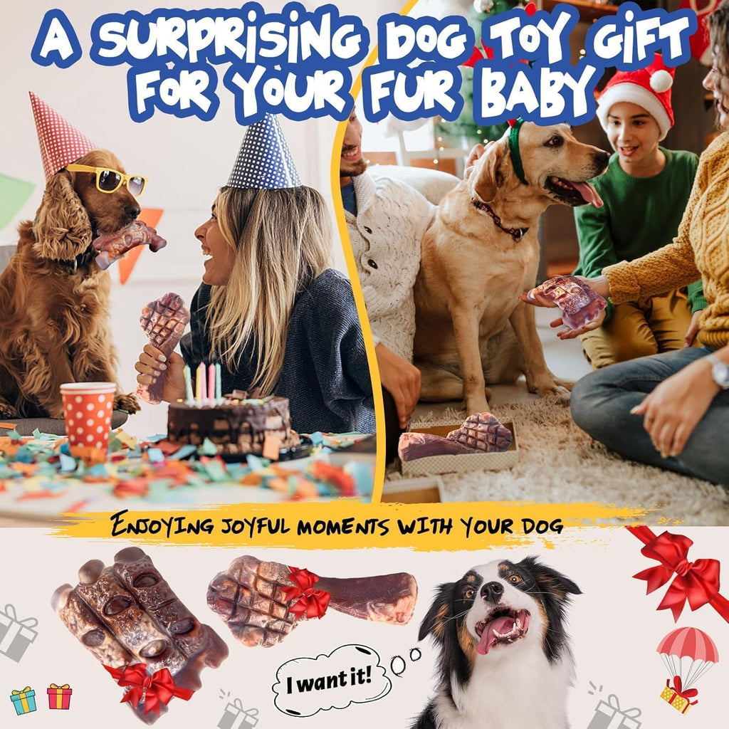 Indestructible Dog Chew Toys for Aggressive Chewers - 2 Pack Tough Nylon Teething Bones for Large Breeds