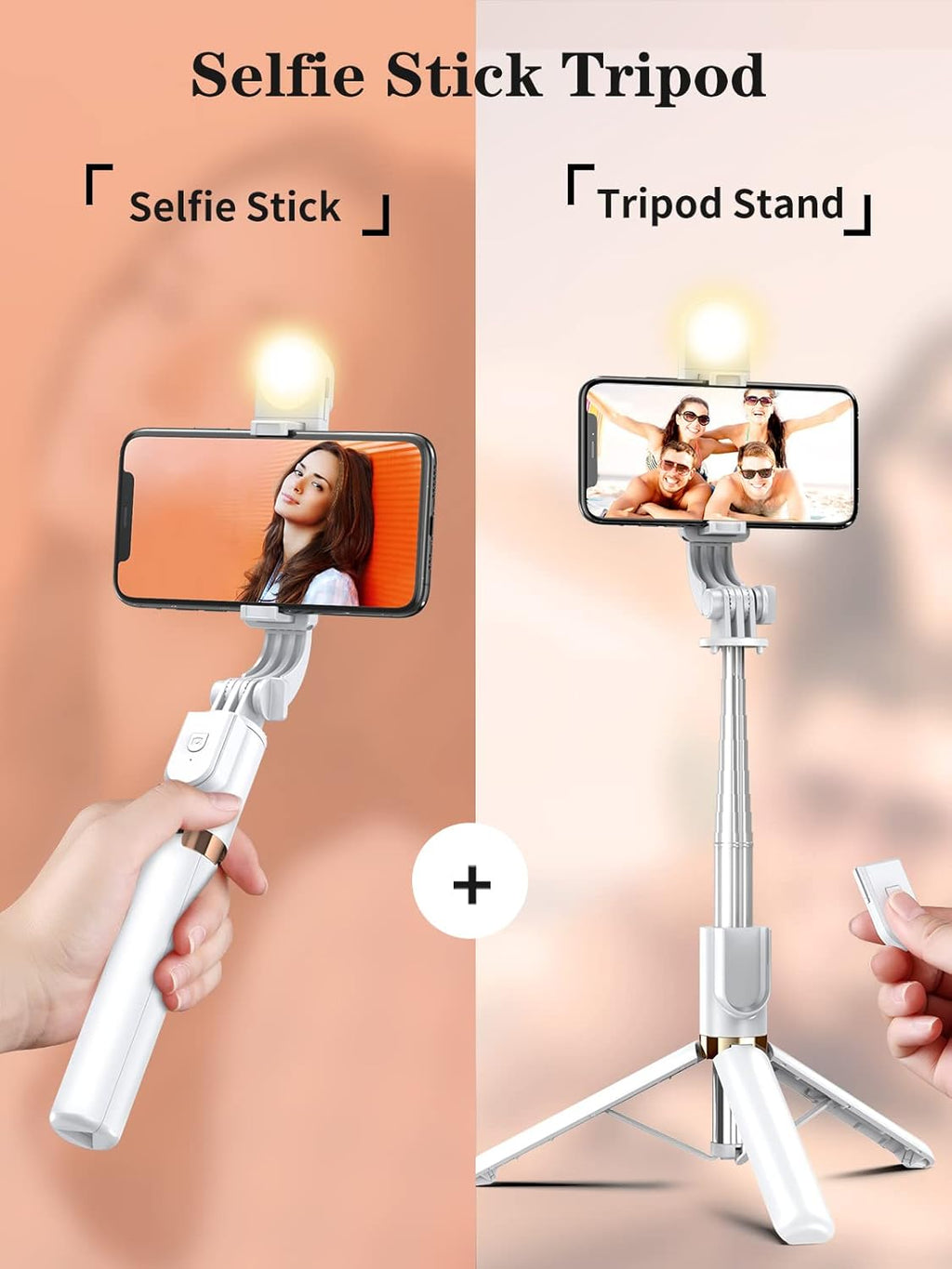 Ultimate Selfie Stick Tripod with Wireless Remote & LED Fill Light - Compatible with iPhone & Android Smartphones (Upgraded 46'' Design)