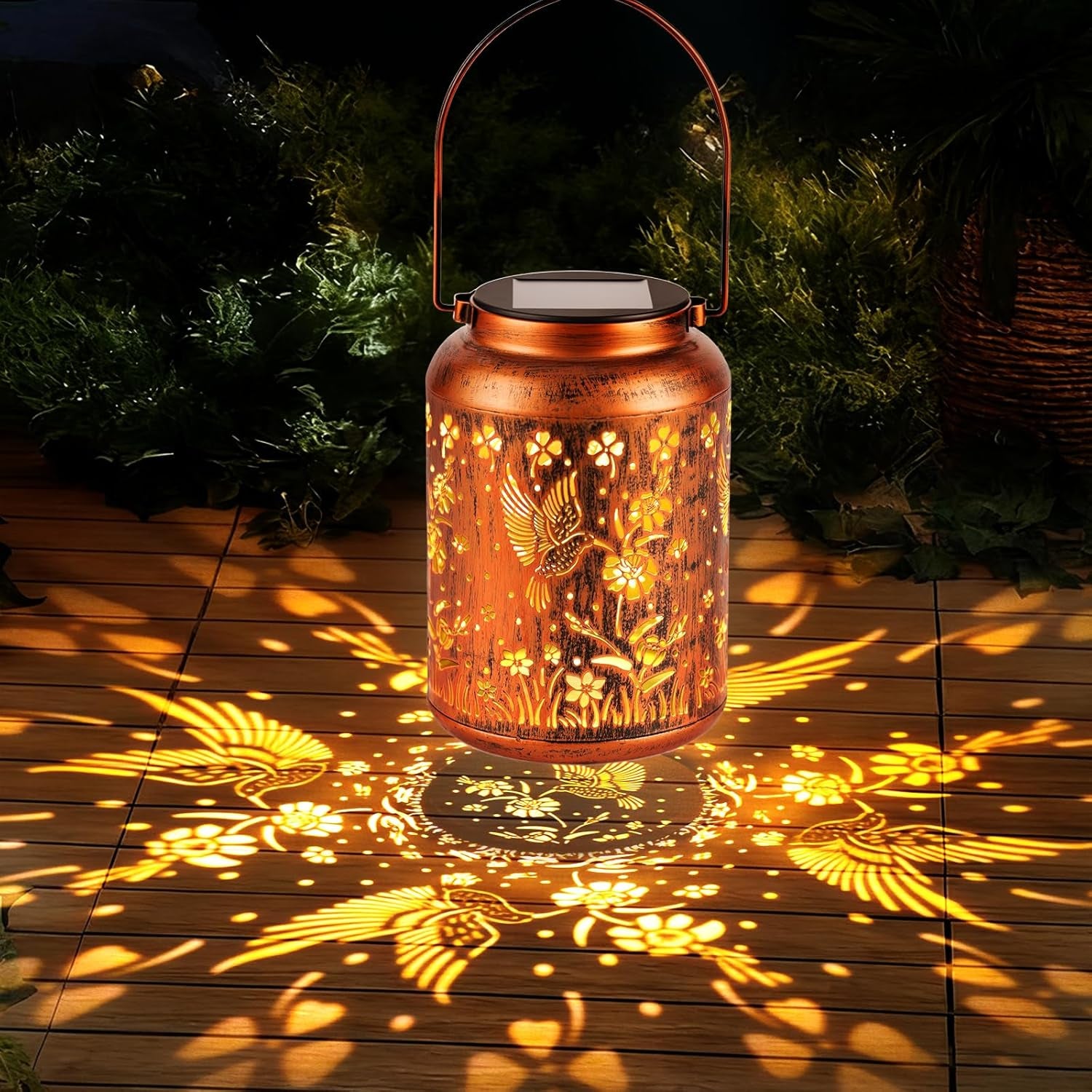 Illuminate Your Garden with Hummingbird Solar Lanterns - Perfect Outdoor Decor & Waterproof LED Hanging Lights for Patios, Yards, and Pathways.
