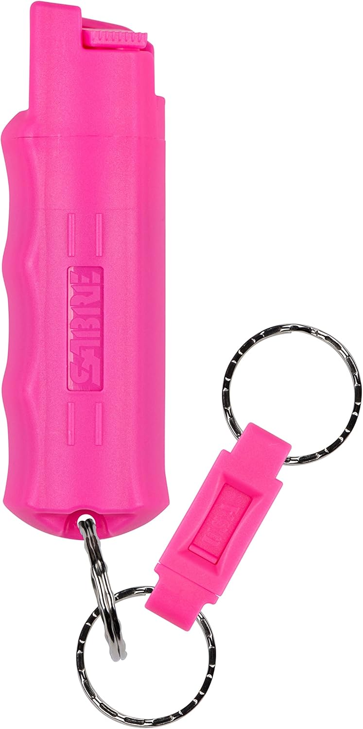 3-In-1 Defense Spray - Max Police Strength Pepper Spray, Tear Gas & UV Dye with Quick Release Keychain & Finger Grip for Precision Aim - 10 Seconds of Protection in a Compact 0.54 Fl Oz Size