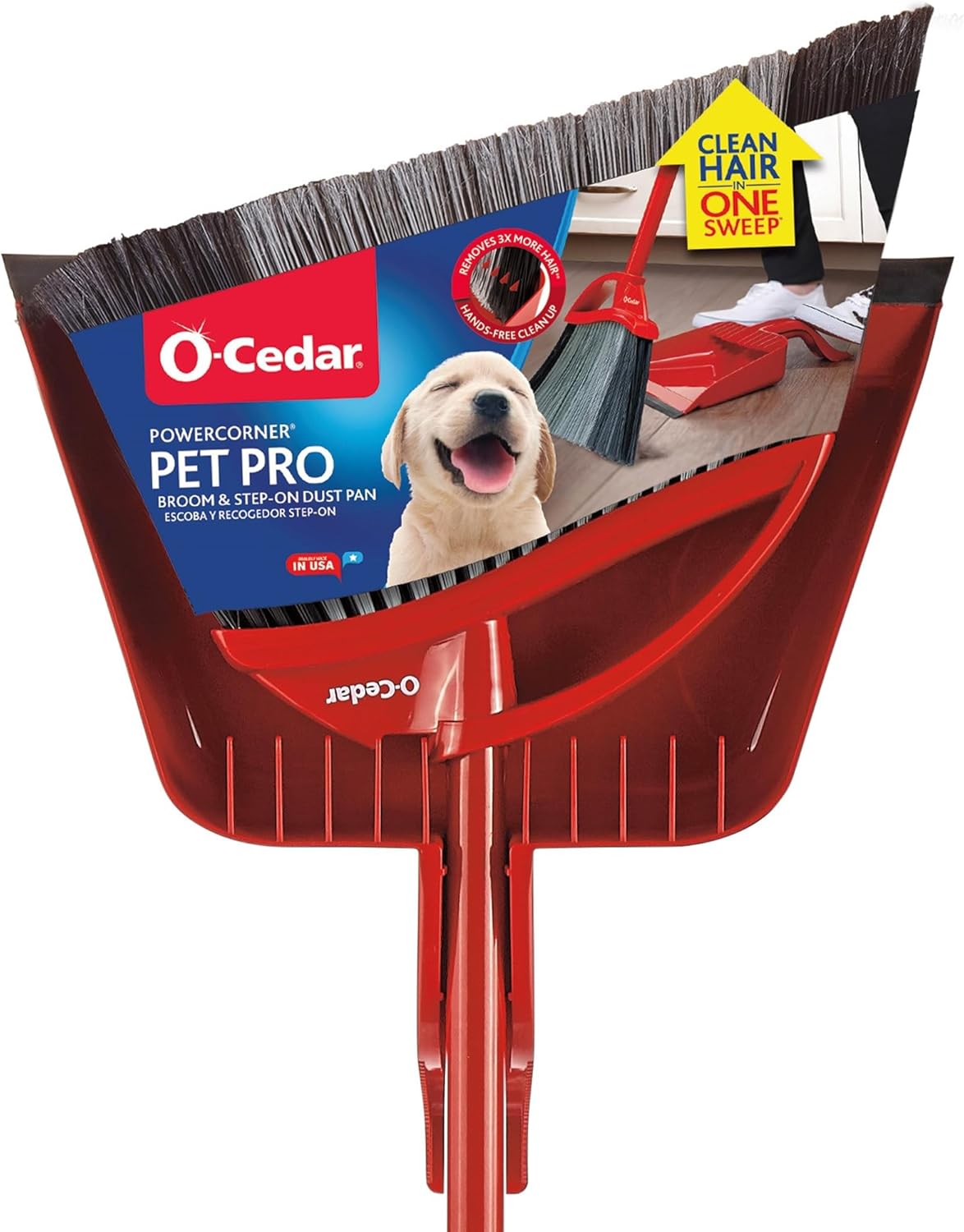 O-Cedar Pet Pro Broom & Step-On Dustpan - Effortlessly Remove 99% of Pet Hair with One Sweep! Perfect for Cat & Dog Owners!