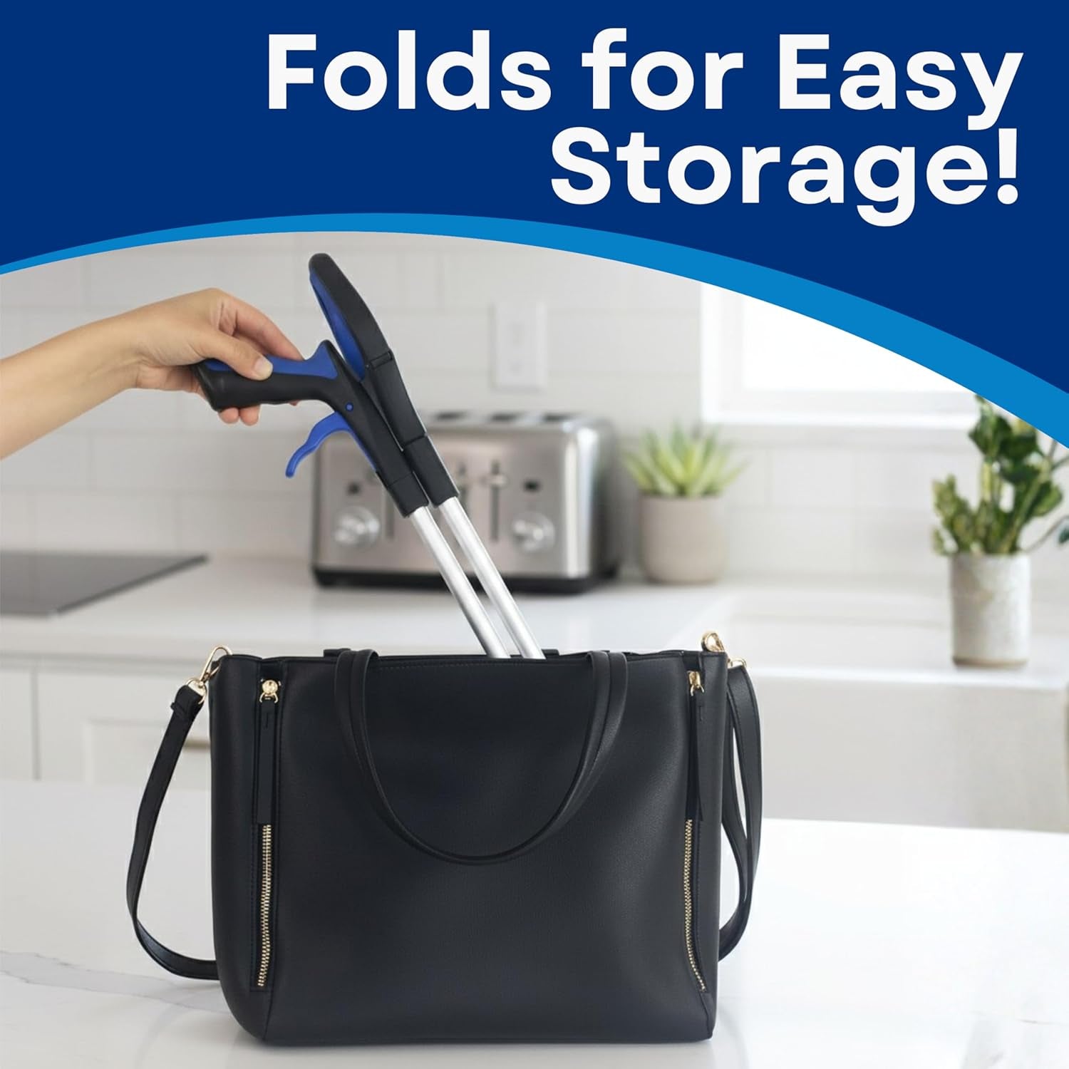 34" Extra Long Foldable Reacher Grabber with Rotating Jaw - Ultimate Gripping Tool for Easy Access