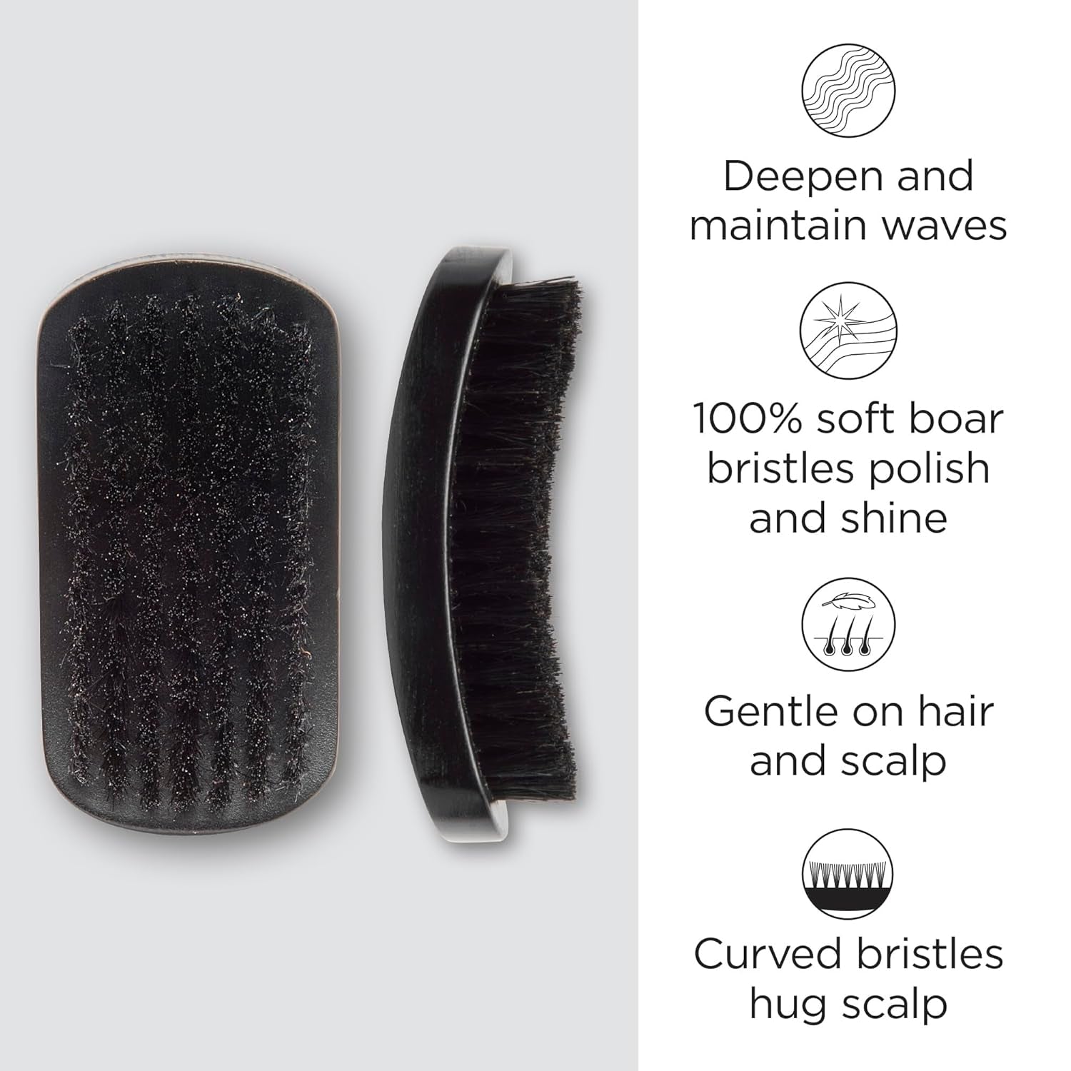 100% Boar Bristle Curved Brush - Ultimate Detangling & Smoothing for Fine to Medium Hair, Restores Shine & Texture