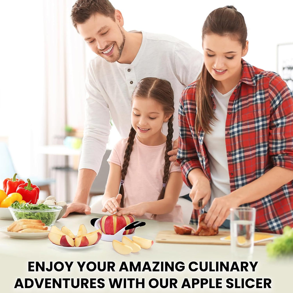 Professional 3.5 Inch Apple Slicer & Corer - Super Sharp Stainless Steel Cutter with 8 Blades - Effortless Apple Prep Tool (Black)