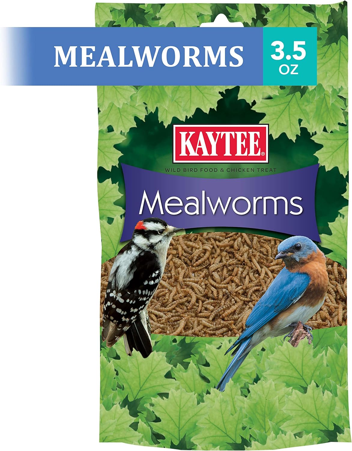 Premium  Mealworms Wild Bird Food - Attract Bluebirds, Wrens, Robins, Chickadees, Woodpeckers, Cardinals & Chickens - 3.5 Ounce Pack
