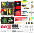 Ultimate  Fishing Lures Kit  126 piece- Complete Tackle Box with Vibs, Frogs, Minnows, Soft Baits, Hooks & Weights for Freshwater Bass, Walleye & Trout Fishing
