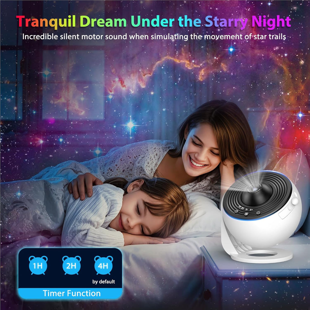 Starlit Dreams Galaxy Projector - HD Star & Planetarium Light with 13 Film Discs, Adjustable Knob, 360° Rotation, and Timer for Kids' Bedrooms