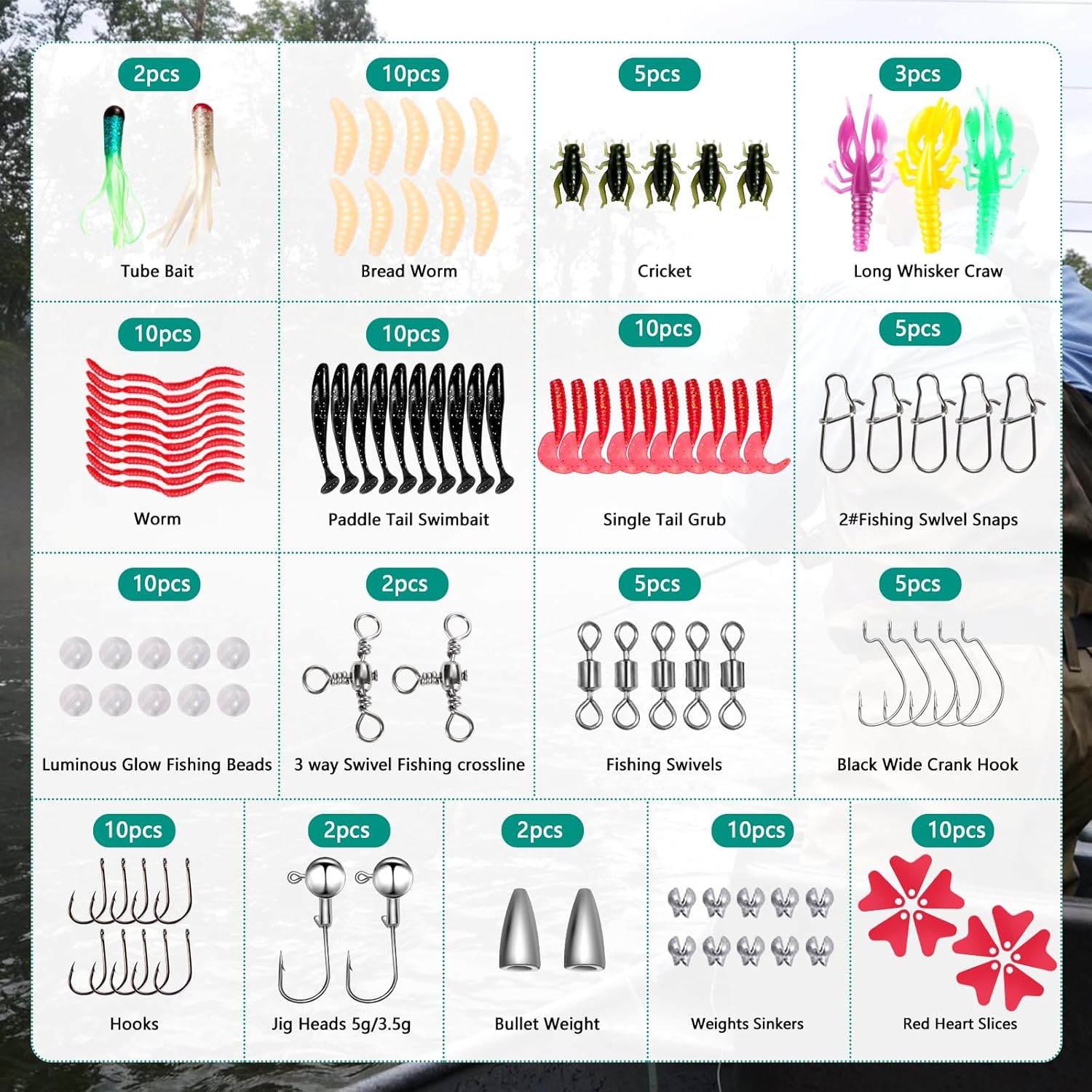 Ultimate  Fishing Lures Kit  126 piece- Complete Tackle Box with Vibs, Frogs, Minnows, Soft Baits, Hooks & Weights for Freshwater Bass, Walleye & Trout Fishing