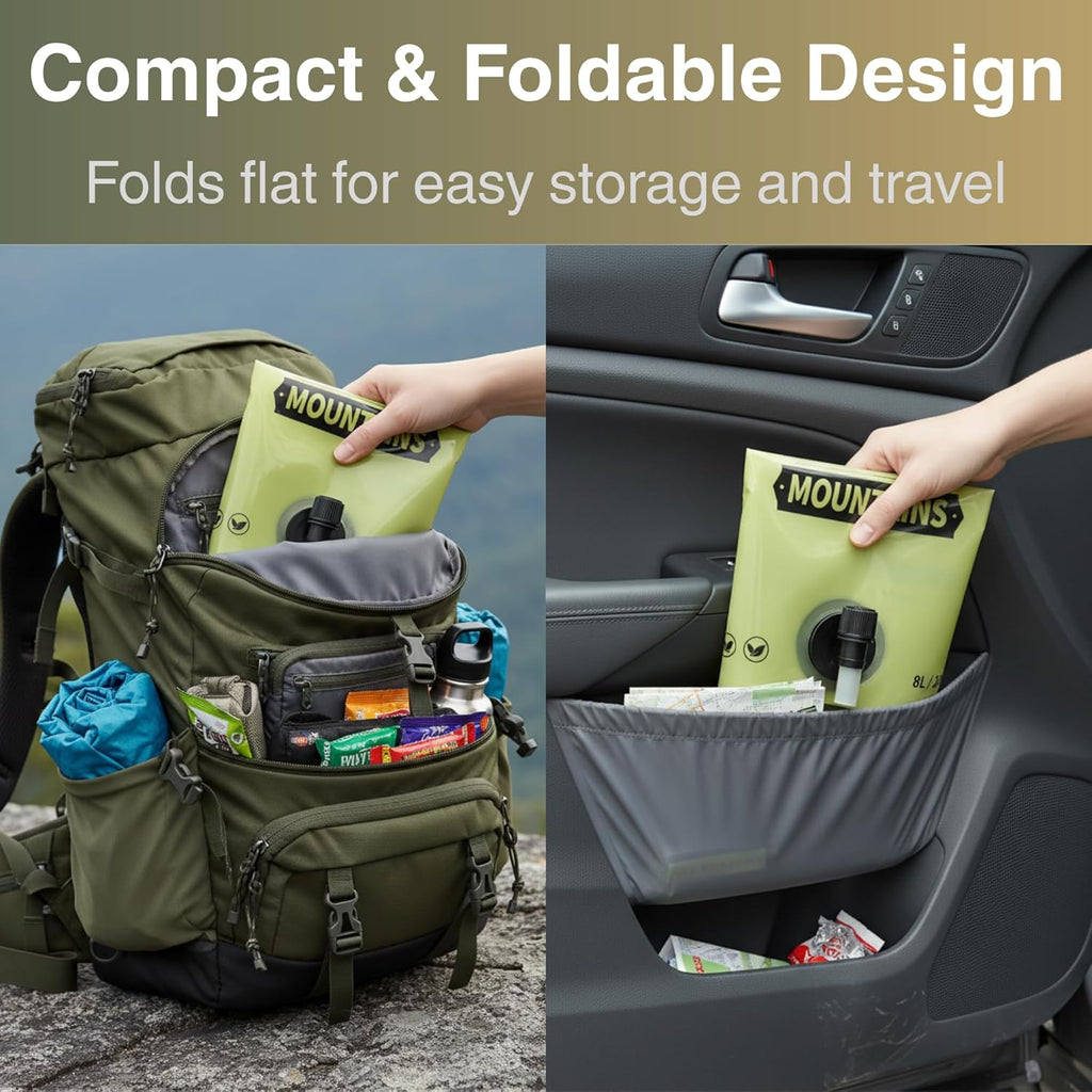 2 Gallon Collapsible Camping Water Container with Spout - Reusable & Foldable Water Jug for Outdoor Adventures & Emergency Preparedness