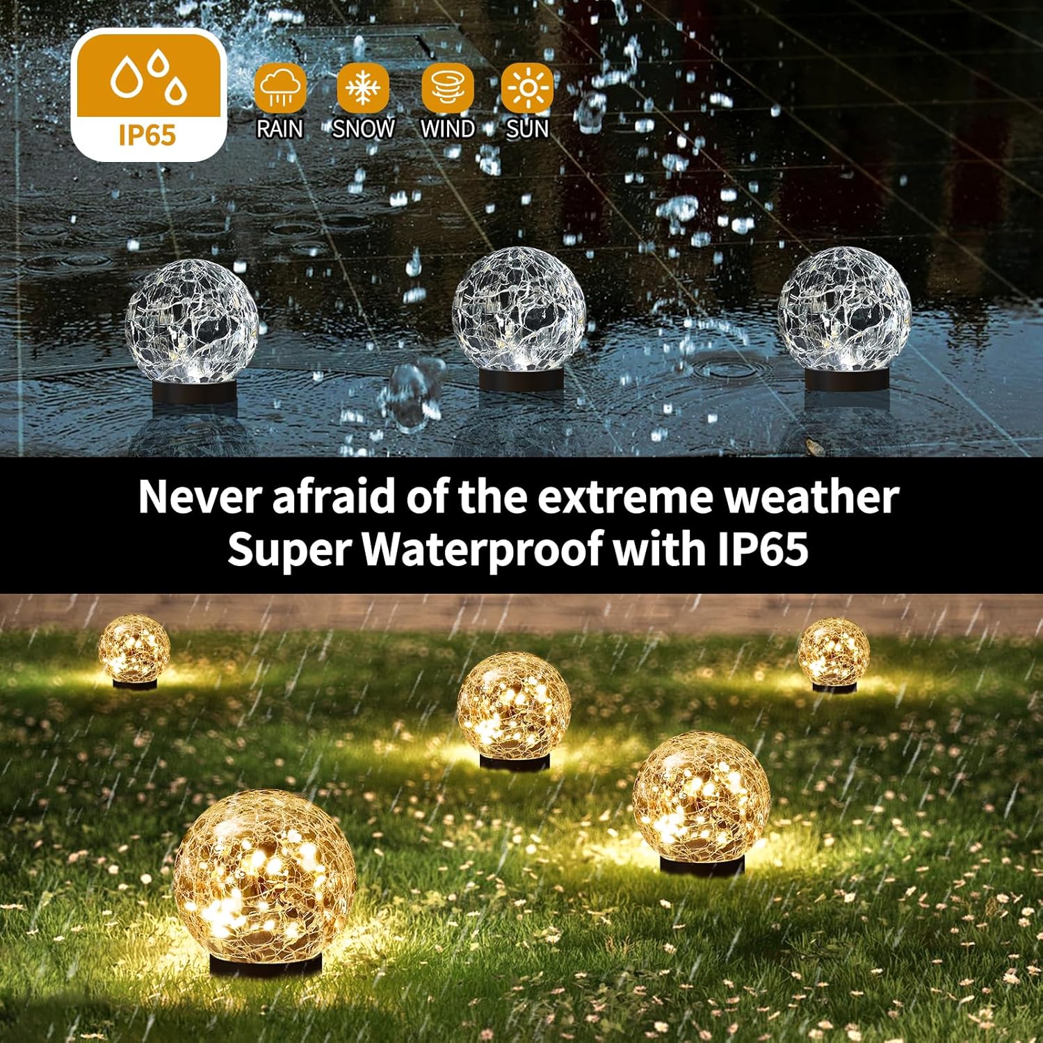 Enchanting Solar Globe Lights for Outdoor Decor - Waterproof Cracked Glass Balls for Garden, Patio & Backyard Ambiance