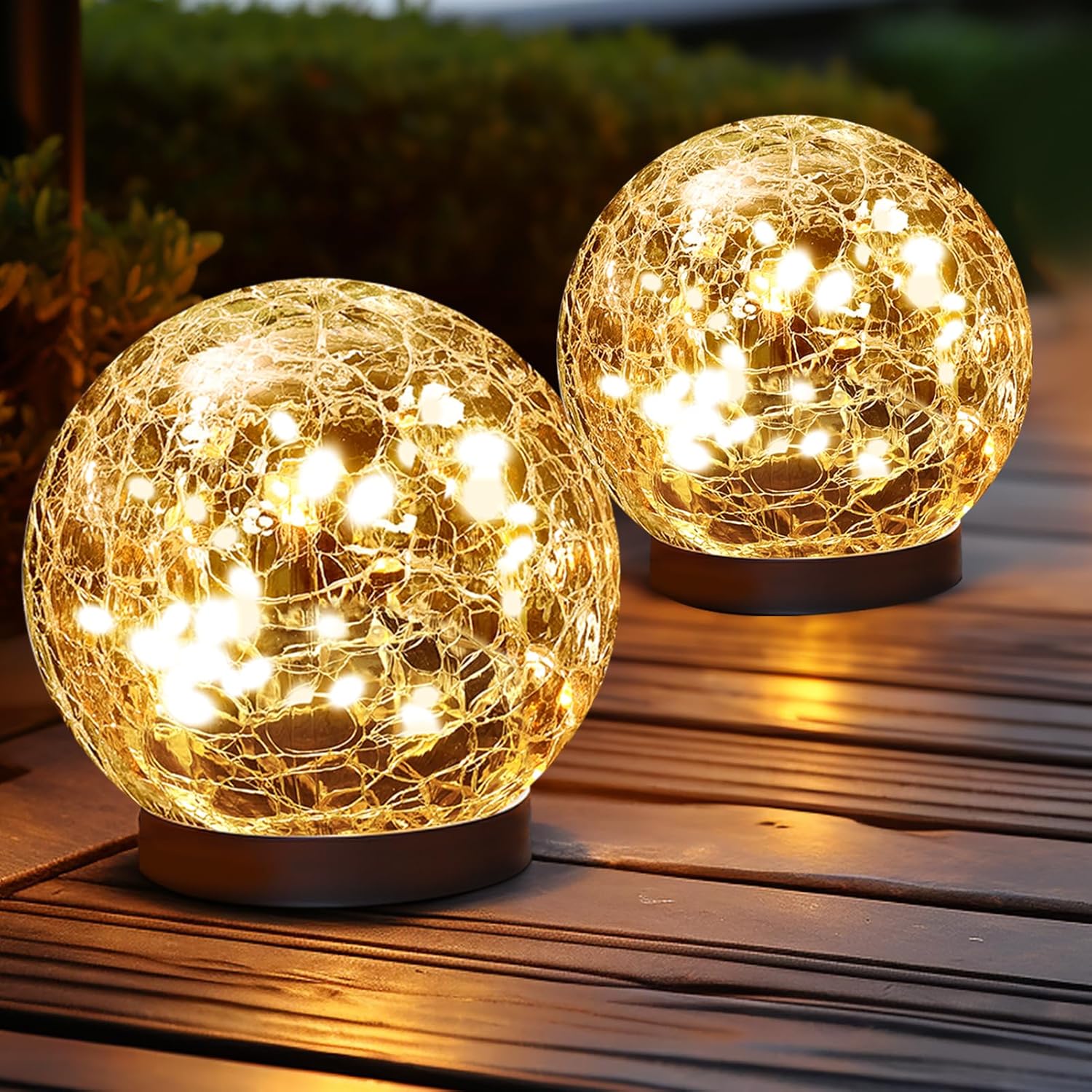 Enchanting Solar Globe Lights for Outdoor Decor - Waterproof Cracked Glass Balls for Garden, Patio & Backyard Ambiance
