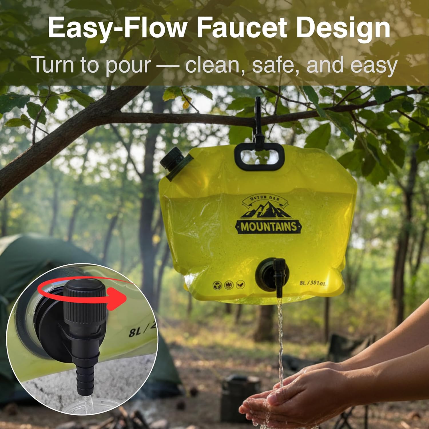 2 Gallon Collapsible Camping Water Container with Spout - Reusable & Foldable Water Jug for Outdoor Adventures & Emergency Preparedness