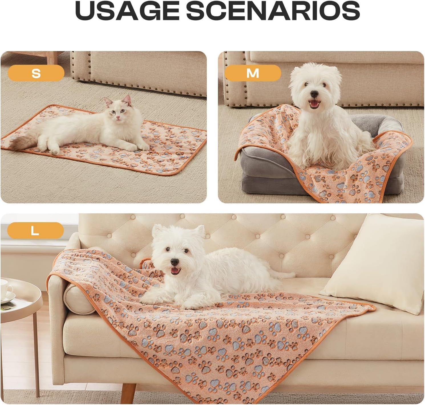 Premium Super Soft Fleece Pet Blanket – 3 Pack Fluffy Flannel Throws for Dogs & Cats in Brown, Pink, and White (Small 23x16 Inch)