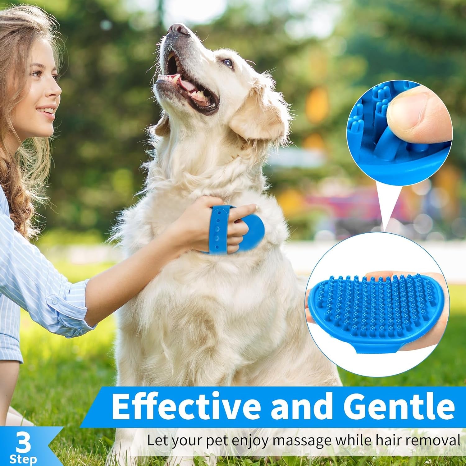 6PCS Dog Bath & Toothbrush Set | Adjustable Shampoo Brush & Scrubber for All Dog & Cat Breeds | Eliminate Odors & Stains Effortlessly (Blue)